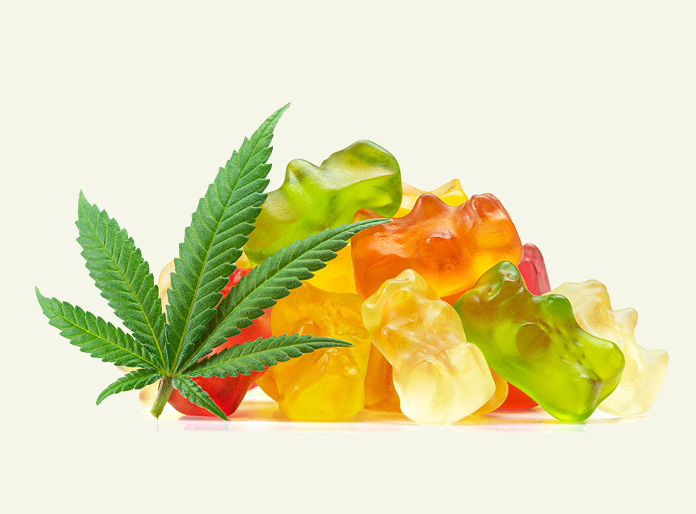 cbd gummies and a pot leaf