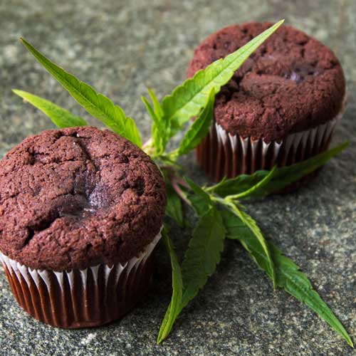 brownies with pot leaf between them