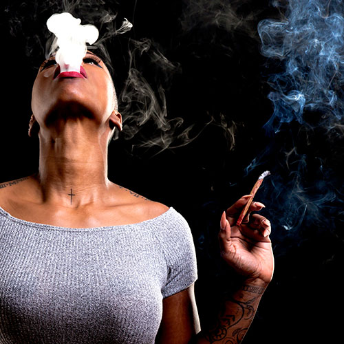 woman smoking cannabis